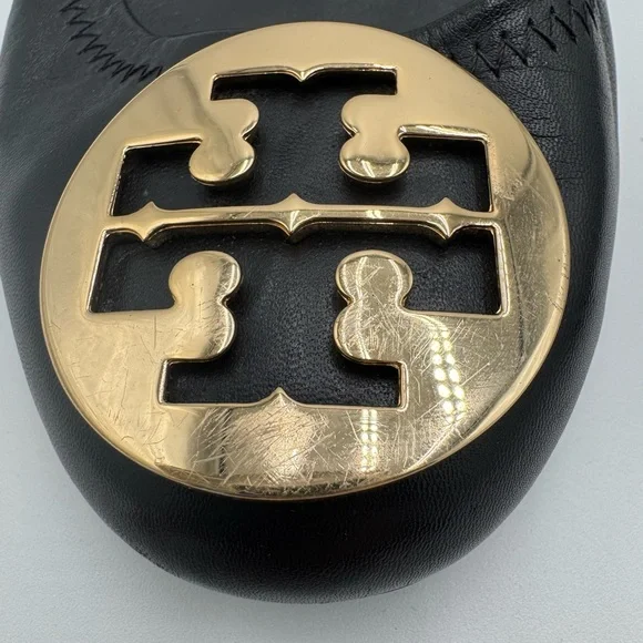 Tory Burch Black Flats with Gold Emblem - Picture 2 of 13